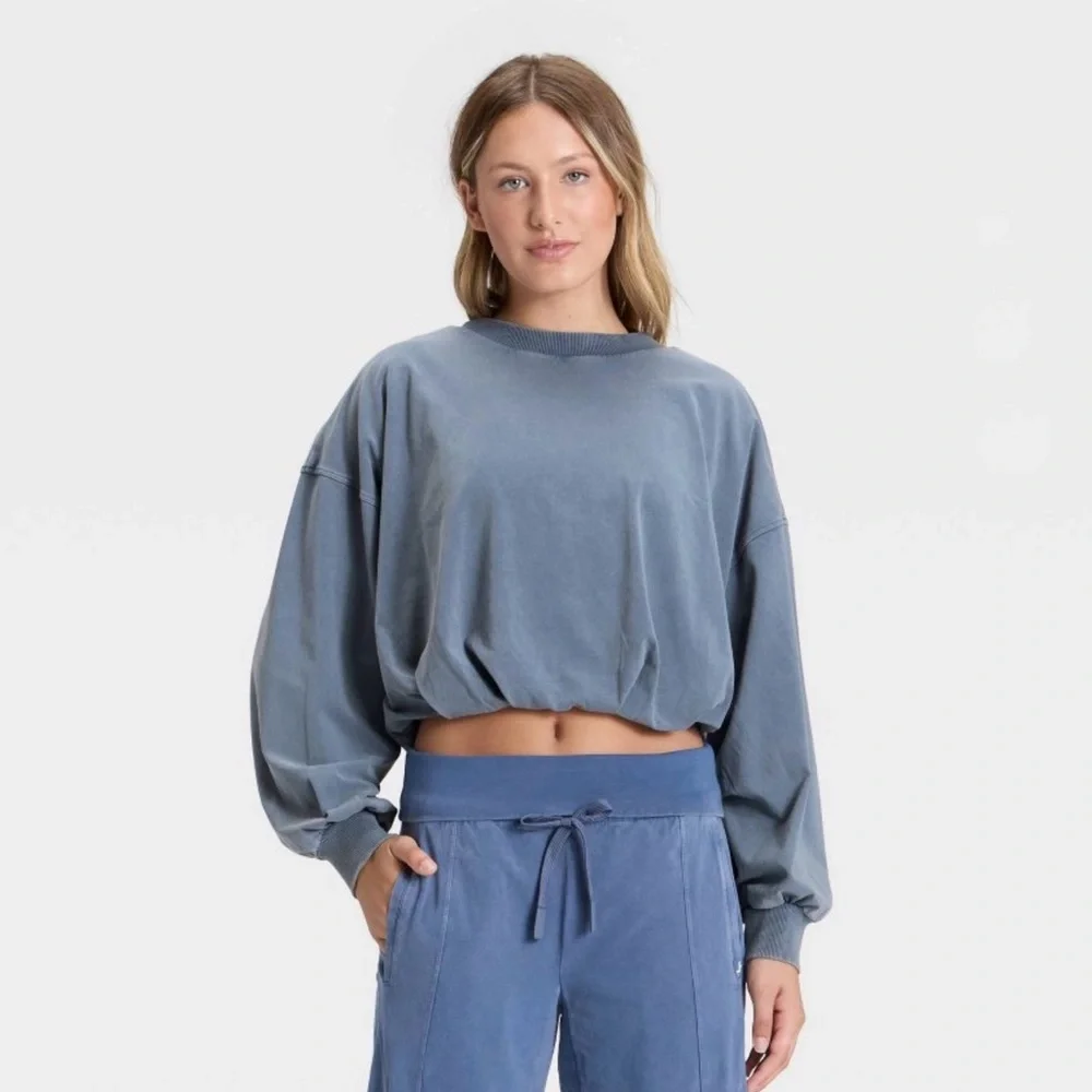 NWOT JoyLab Bubble Hem long Sleeve Shirt XXS - Picture 4 of 4